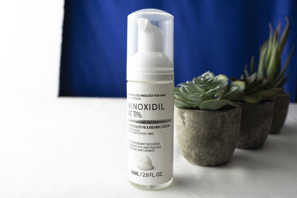 Minoxidil 11% por ciento espuma sin propilenglicol